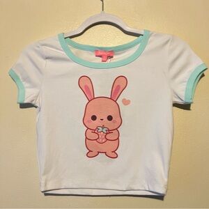 Sugar Thrillz (Dolls Kill) Bunny Holding Strawberry Baby Tee Size Women’s Small